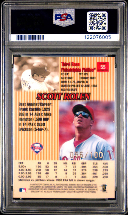 Scott Rolen 1999 Bowmans Best Atomic Refractor #56/100 PSA 10 Gem Mint