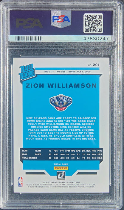 Zion Williamson 2019 Donruss #201 Press Proof Red Laser #64/99 PSA 10 Gem Mint