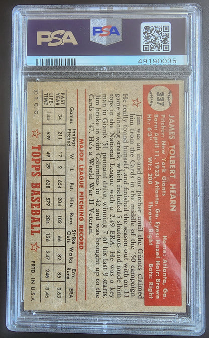 Jim Hearn 1952 Topps #337 PSA 2.5 Good+