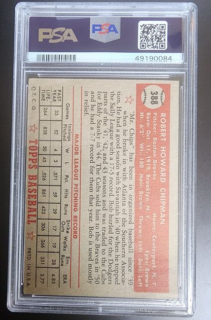 Bob Chipman 1952 Topps #388 PSA 4