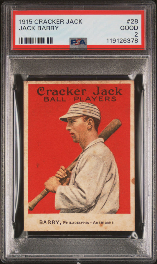 Jack Barry 1915 Cracker Jack #28 PSA 2 Good
