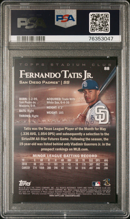 Fernando Tatis Jr. 2019 Topps Stadium Club Sunglasses SP RC PSA 9 Mint