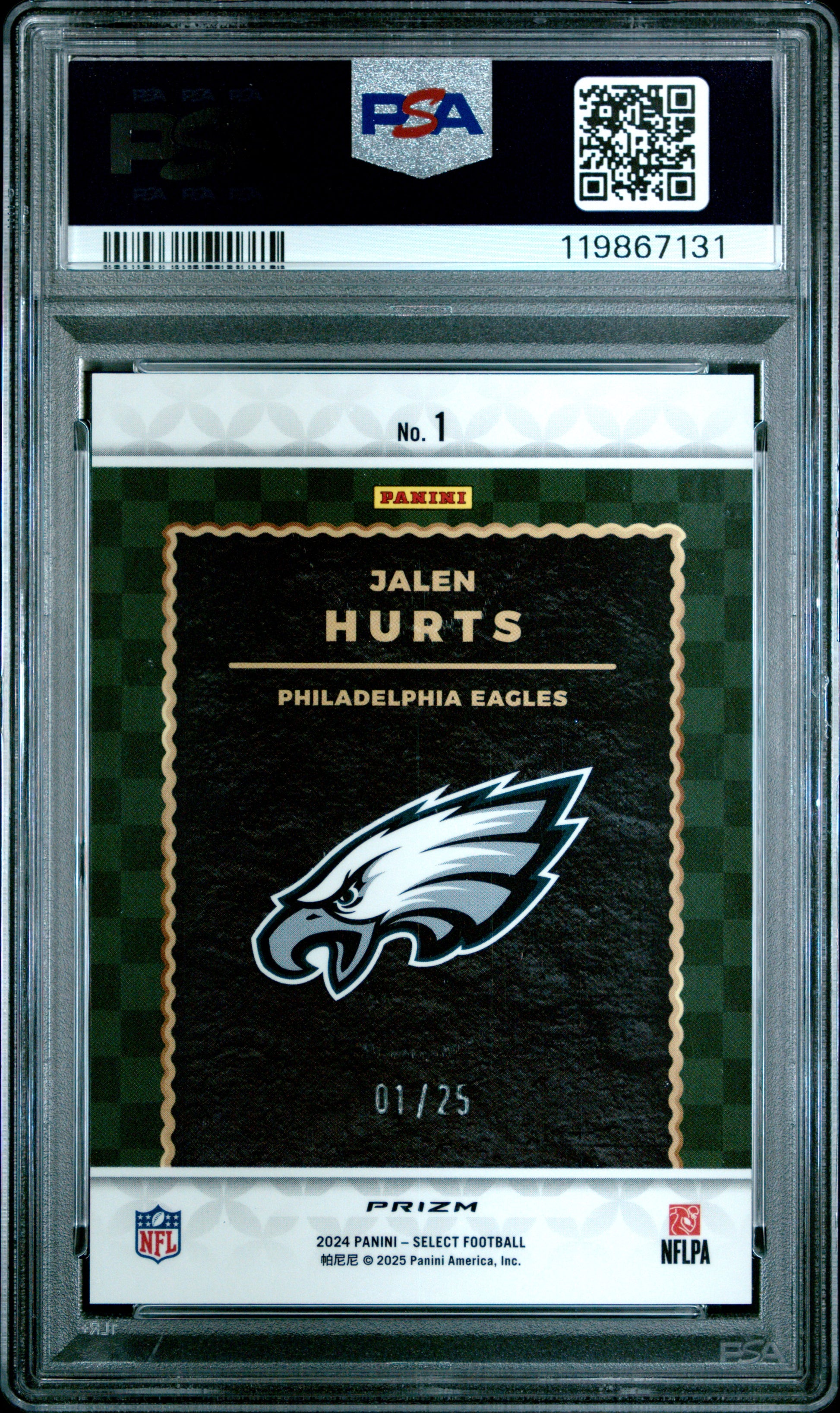 Jalen Hurts 2024 Panini Select TB Tie-Dye Prizm #1/25 PSA 9 Mint