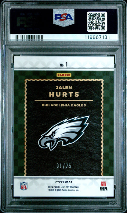 Jalen Hurts 2024 Panini Select TB Tie-Dye Prizm #1/25 PSA 9 Mint