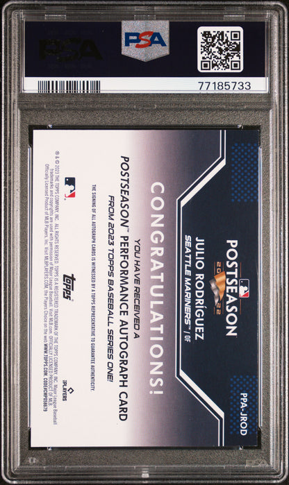 Julio Rodriguez 2023 Topps Postseason Auto #34/50 PSA 8 Nm-Mint