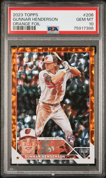 Gunnar Henderson 2023 Topps Rookie #206 Orange Ice #14/299 PSA 10 Gem Mint