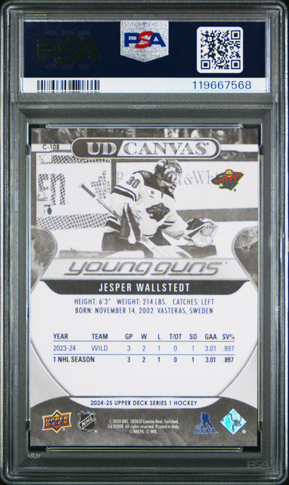 Jesper Wallstedt 2024 Upper Deck Rookie #C108 Black White Canvas PSA 10 Gem Mint 7568