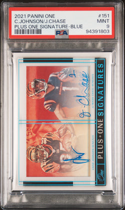 Ja'Marr Chase + Chad Johnson 2021 Panini One Plus One Signatures #31/35 PSA 9 Mint