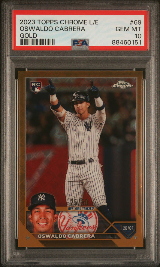Oswaldo Cabrera 2023 Topps Chrome Logofractor Gold #25/50 PSA 10 Gem Mint