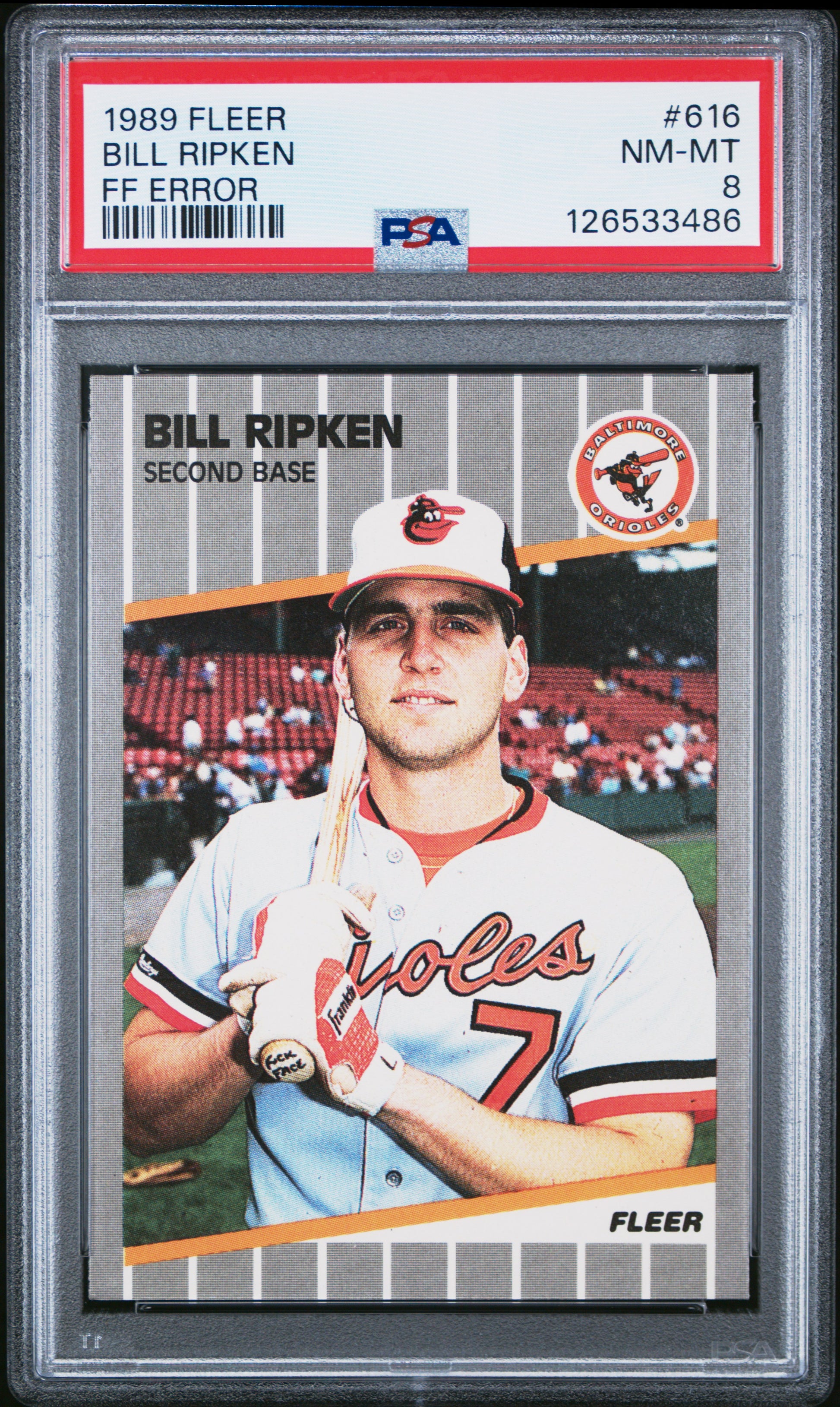 Bill Ripken 1989 Fleer #616 FF Error PSA 8 Nm-Mint 3486