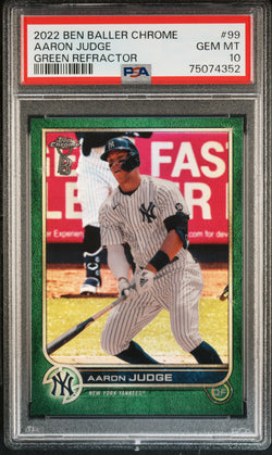 Aaron Judge 2022 Topps Ben Baller Chrome #99 Green Refractor PSA 10 Gem Mint