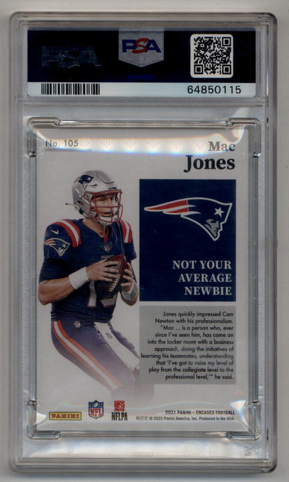 Mac Jones 2021 Encased Sapphire 01/25 PSA 9 Mint