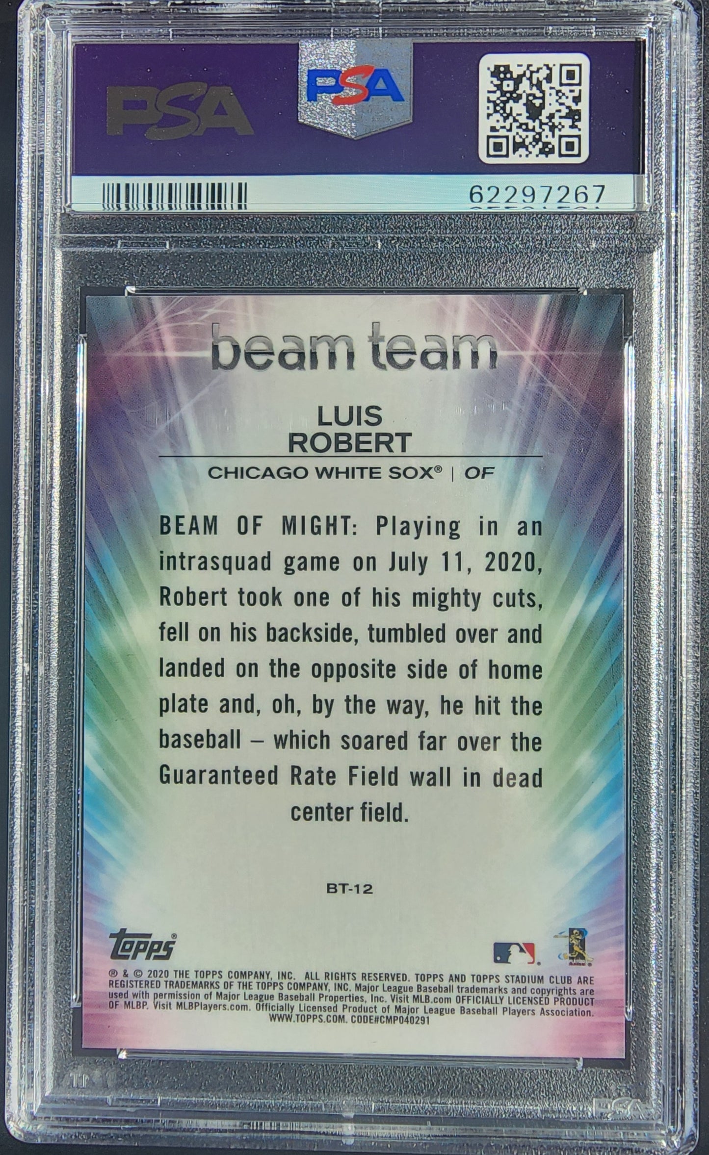 Luis Robert 2020 Stadium Club Chrome Beam Team Gold Refractor #18/50 PSA 10 Gem Mint