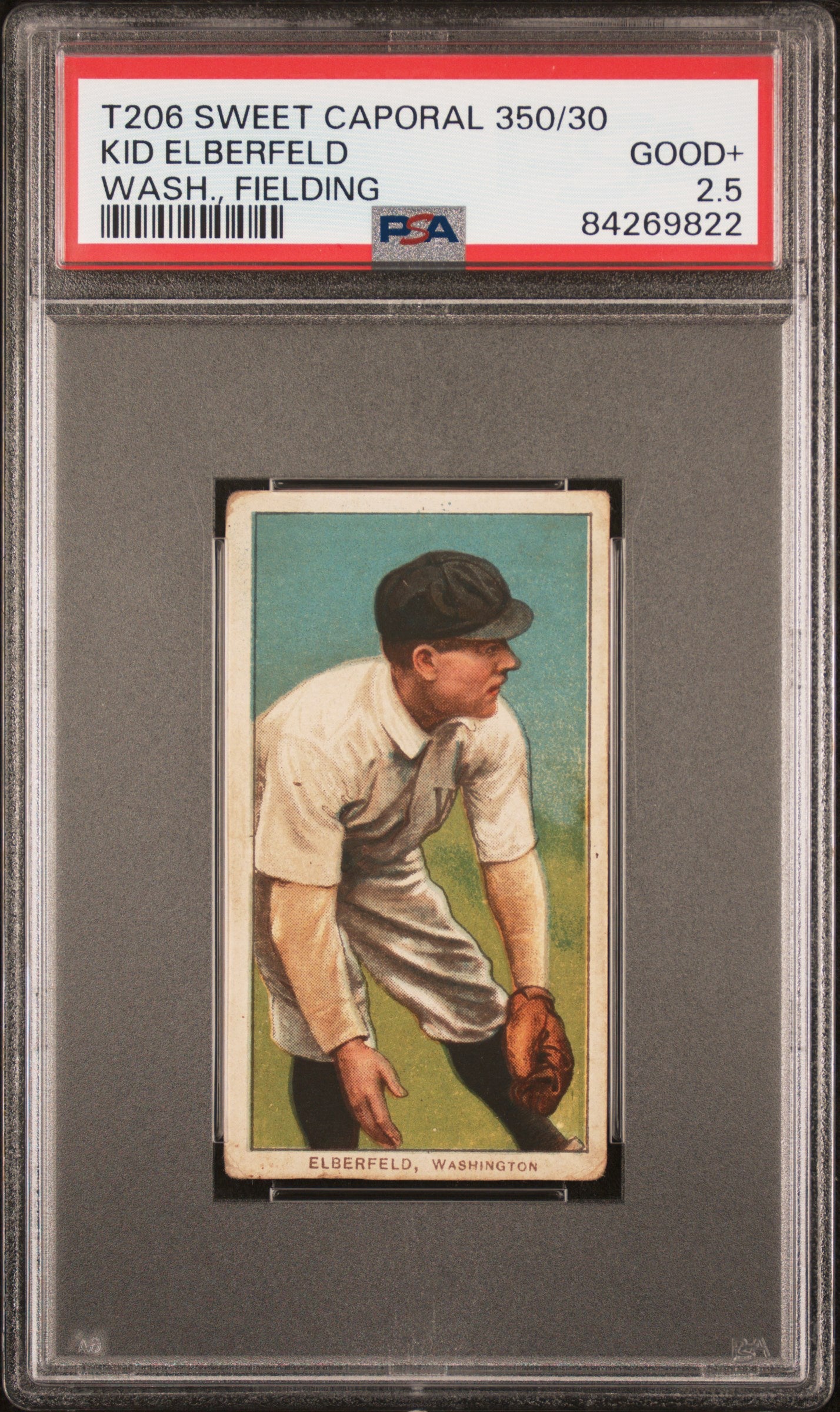 Kid Elberfeld 1909-11 T206 Sweet Caporal 350/30 Wash., Fielding PSA 2.5 Good+