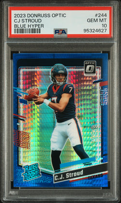 C.J. Stroud 2023 Donruss Optic #244 Blue Hyper PSA 10 Gem Mint