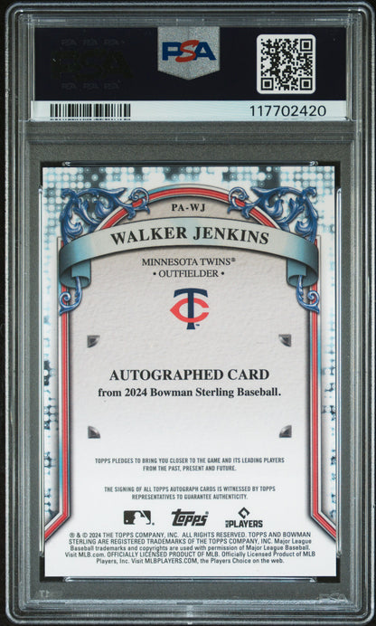 Walker Jenkins 2024 Bowman Sterling Blue Wave Auto #24/135 PSA 10 Auto 10
