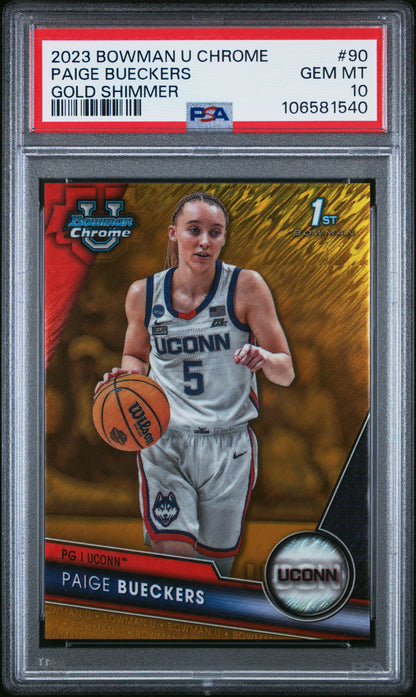 Paige Bueckers 2023 Bowman U Chrome Gold Shimmer #37/50 PSA 10 Gem Mint