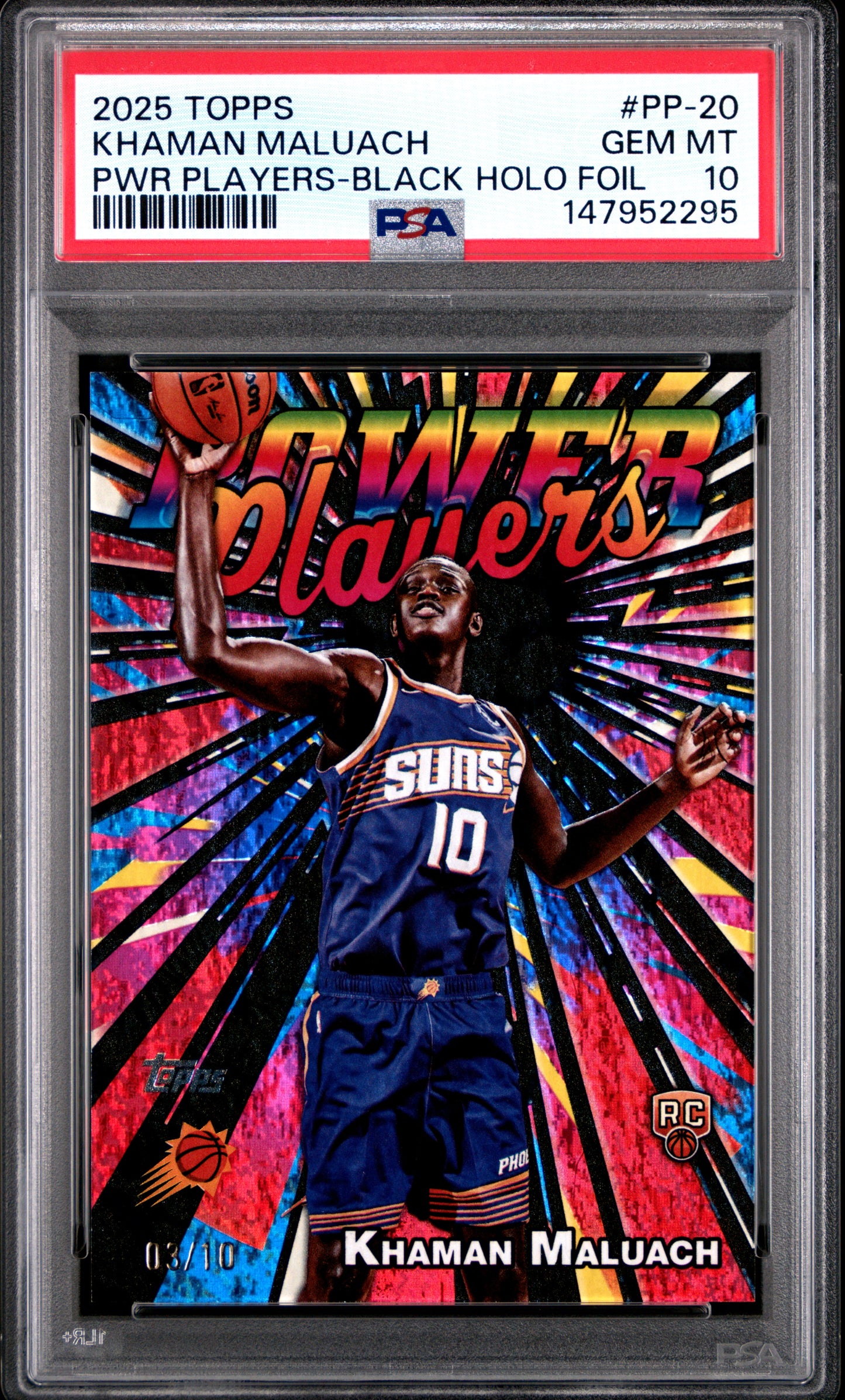 Khaman Maluach 2025 Topps Power Players Black Holofoil #3/10 PSA 10 Gem Mint