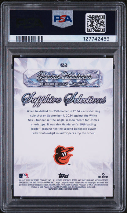 Gunnar Henderson 2025 Topps Sapphire Selections Red #5/5 PSA 9 Mint