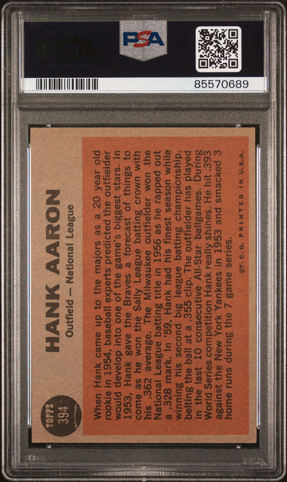Hank Aaron 1962 Topps All-Star #394 PSA 6 Ex-Mint