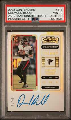 Desmond Ridder 2022 Contenders Championship Ticket Auto 5/49 PSA 9 Auto 10