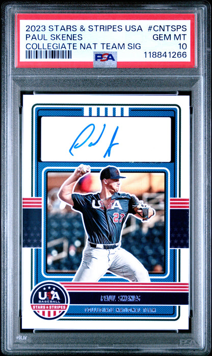 Paul Skenes 2023 Panini Stars and Stripes Collegiate Auto PSA 10 Gem Mint