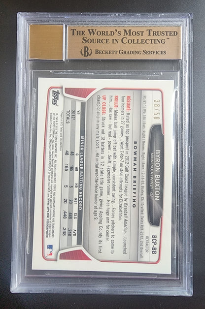 Byron Buxton 2013 Bowman Chrome Autograph Blue Wave Refractor 38/50 BGS 9.5 Gem Mint 10 Auto