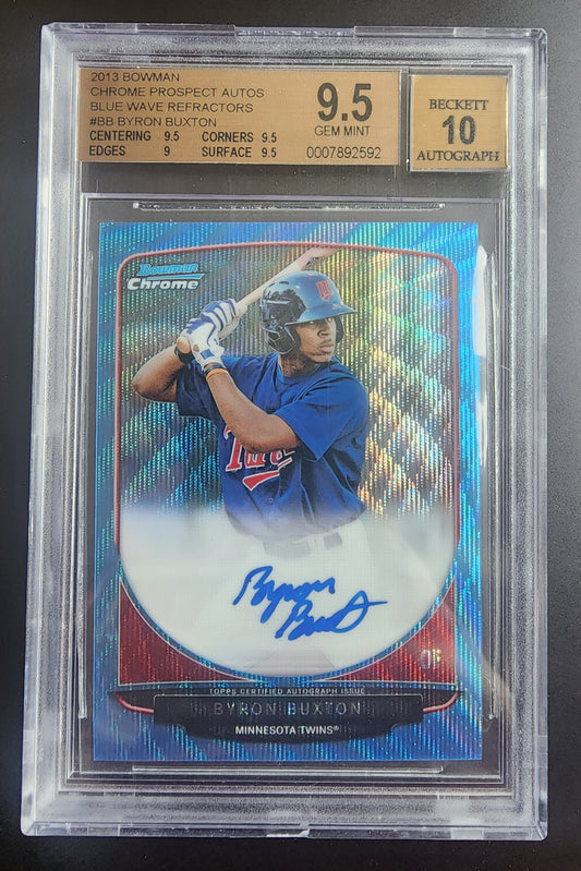 Byron Buxton 2013 Bowman Chrome Autograph Blue Wave Refractor 38/50 BGS 9.5 Gem Mint 10 Auto
