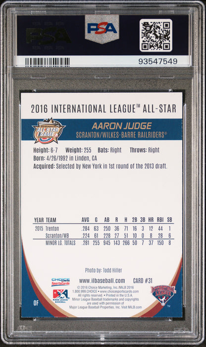 Aaron Judge 2016 Choice All-Stars #31 PSA 9 Mint