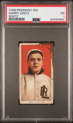 Harry Lentz Sentz 1909-11 T206 Piedmont 350 PSA 1 Poor