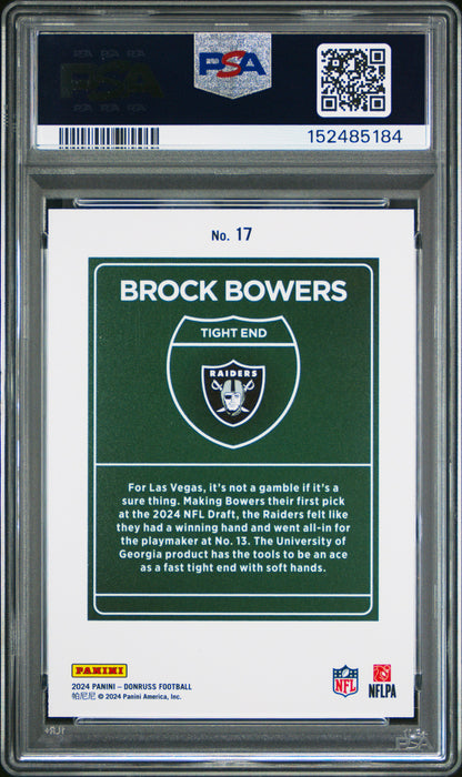 Brock Bowers 2024 Donruss Downtown #17 PSA 8 Nm-Mint