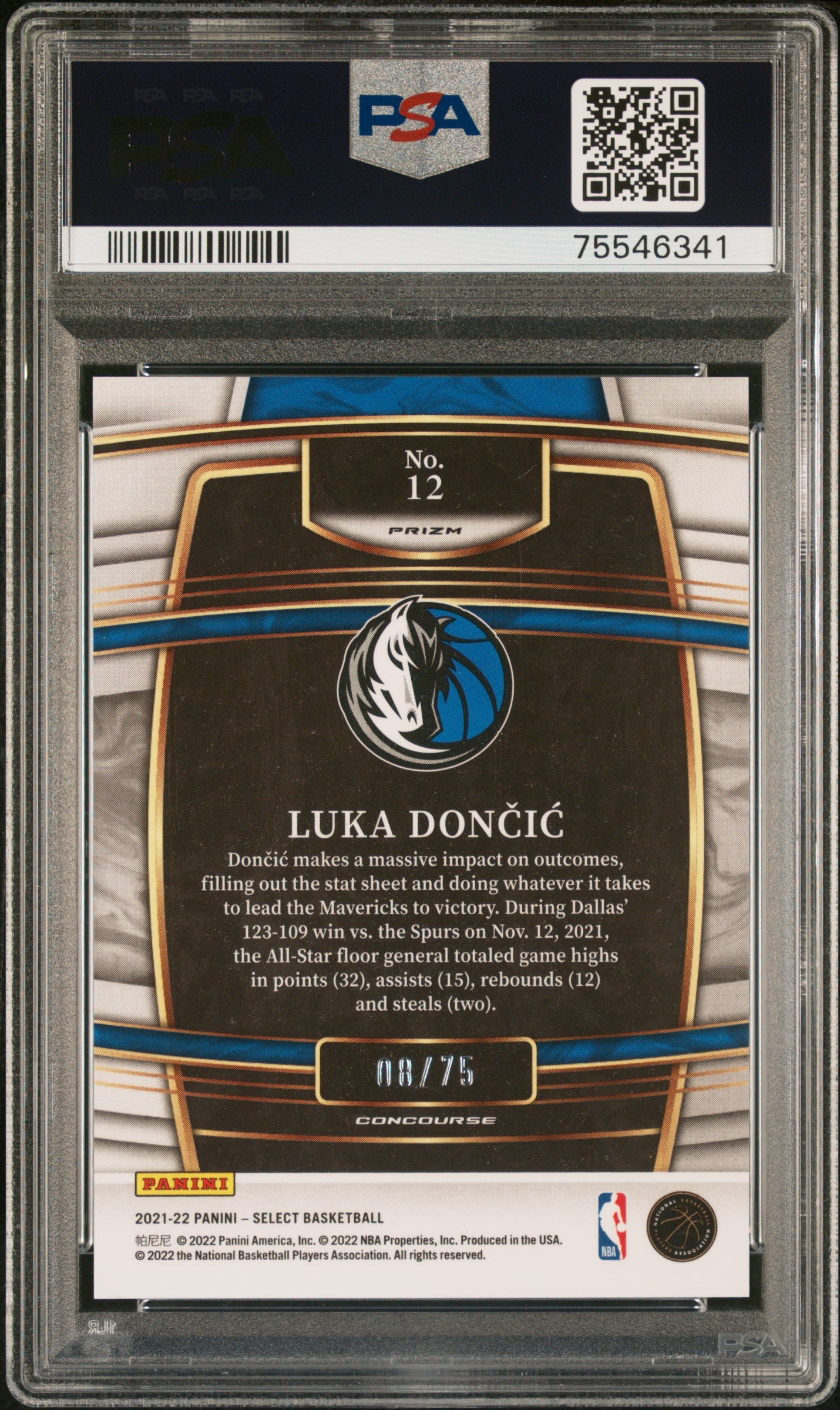 Luka Doncic 2021 Panini Select #12 Neon Green Prizm #8/75 PSA 10 Gem Mint