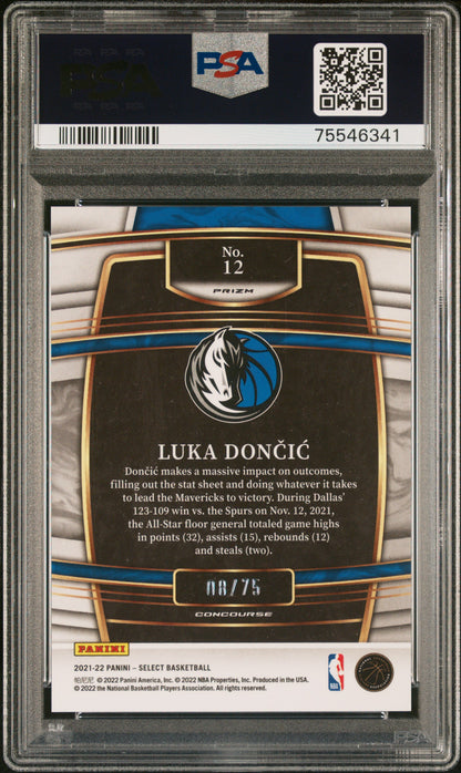 Luka Doncic 2021 Panini Select #12 Neon Green Prizm #8/75 PSA 10 Gem Mint