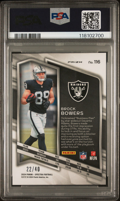 Brock Bowers 2024 Panini Spectra Rookie #116 Astral #22/40 PSA 10 Gem Mint