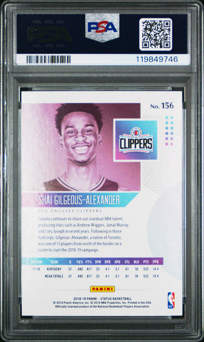 Shai Gilgeous-Alexander 2018 Panini Status Rookie #156 PSA 10 Gem Mint 9746