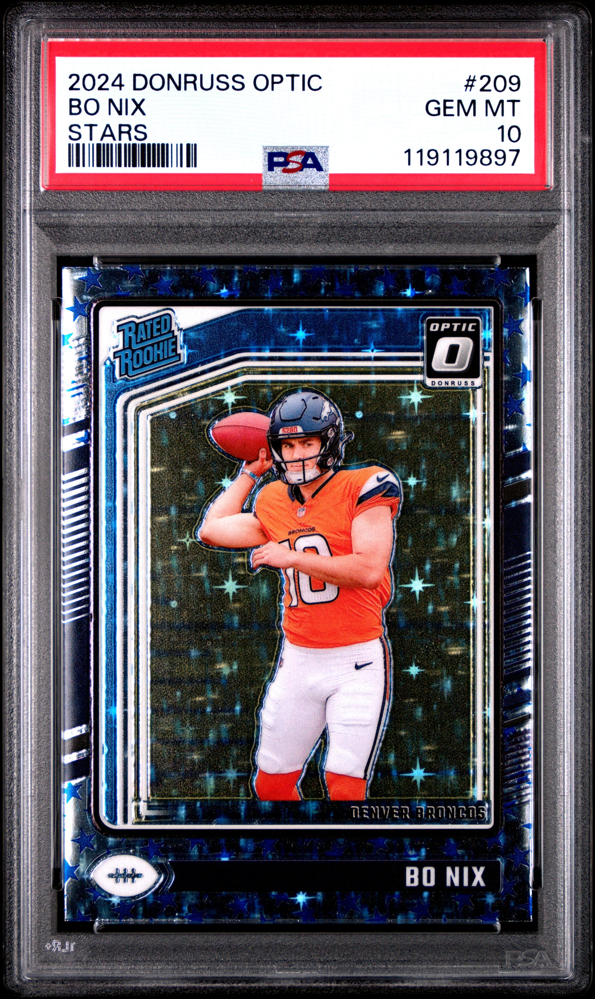 Bo Nix 2024 Donruss Optic Rookie #209 Stars Parallel PSA 10 Gem Mint