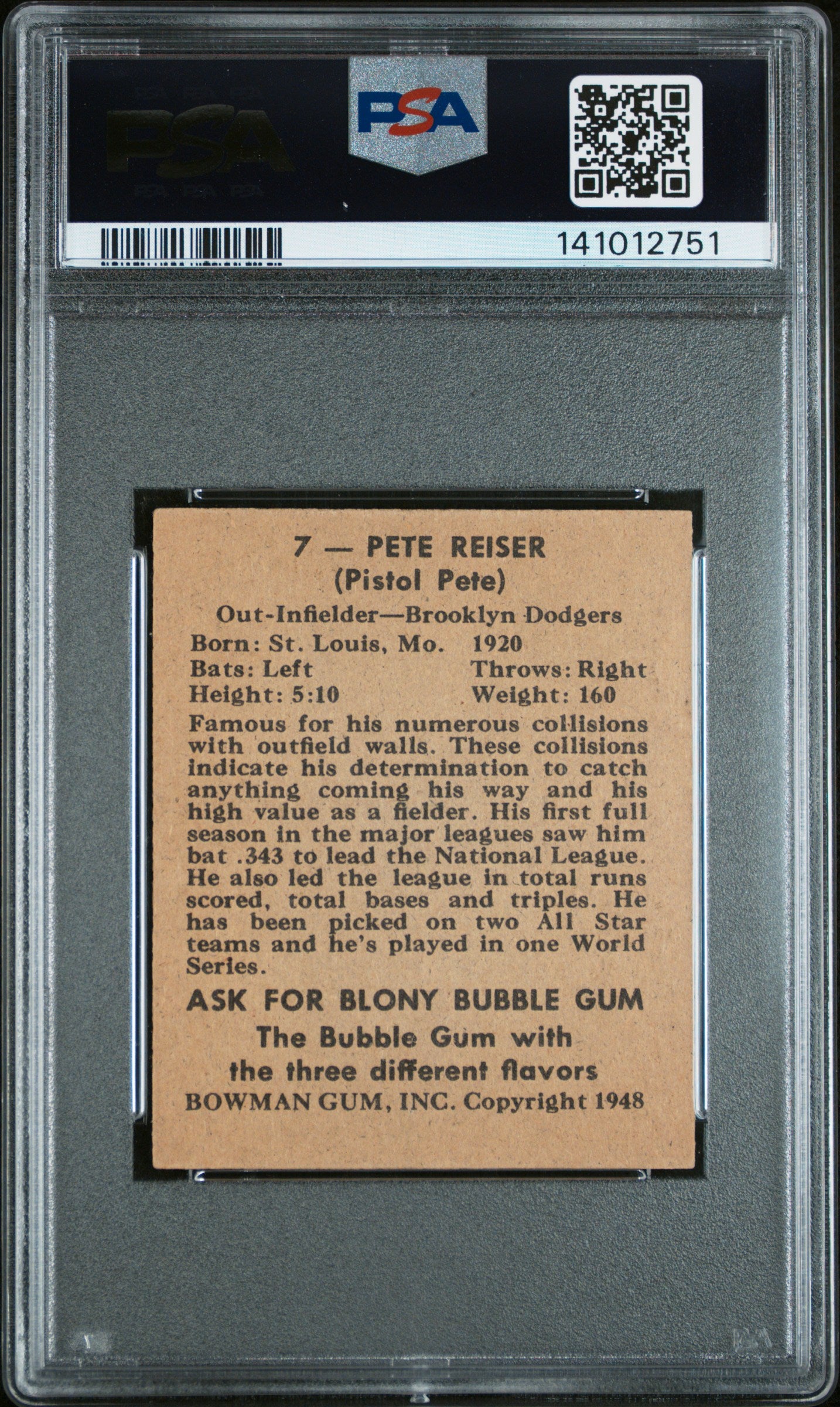 Pete Reiser 1948 Bowman #7 PSA 4.5 VG-EX+