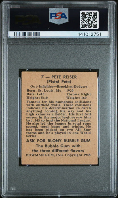 Pete Reiser 1948 Bowman #7 PSA 4.5 VG-EX+