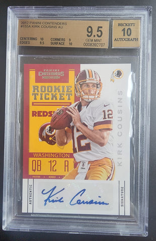 Kirk Cousins 2012 Panini Contenders #155 Auto BGS 9.5 Gem Mint 10 Auto