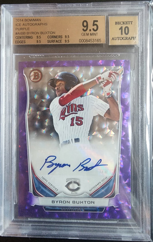 Byron Buxton 2014 Bowman Purple Ice Auto #8/10 BGS 9.5 Gem Mint 10 Auto