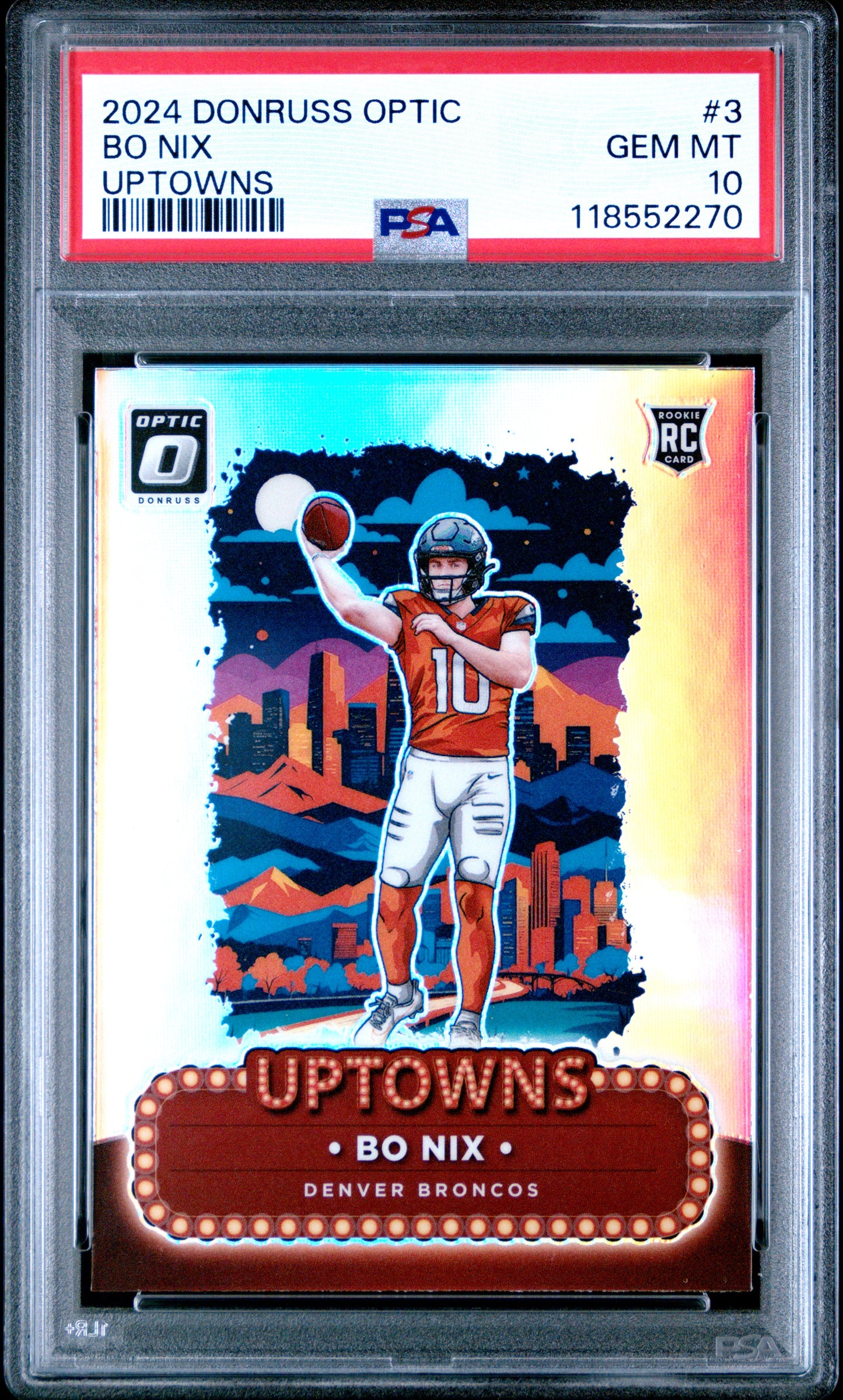 Bo Nix 2024 Donruss Optic Uptowns PSA 10 Gem Mint