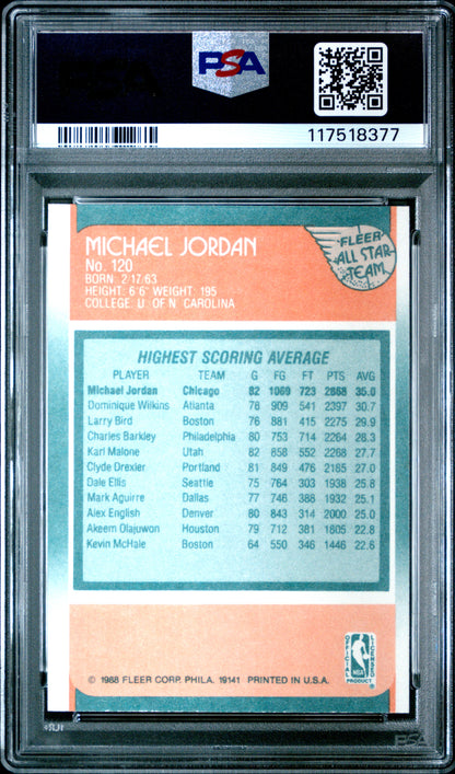 Michael Jordan 1988 Fleer All-Star #120 PSA 7 Near Mint 8377