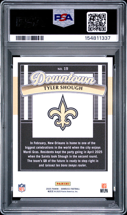 Tyler Shough 2025 Donruss Downtown Rookie PSA 9 Mint 1337