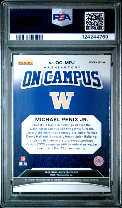 Michael Penix Jr. 2024 Panini Prizm Draft Picks On Campus PSA 9 Mint