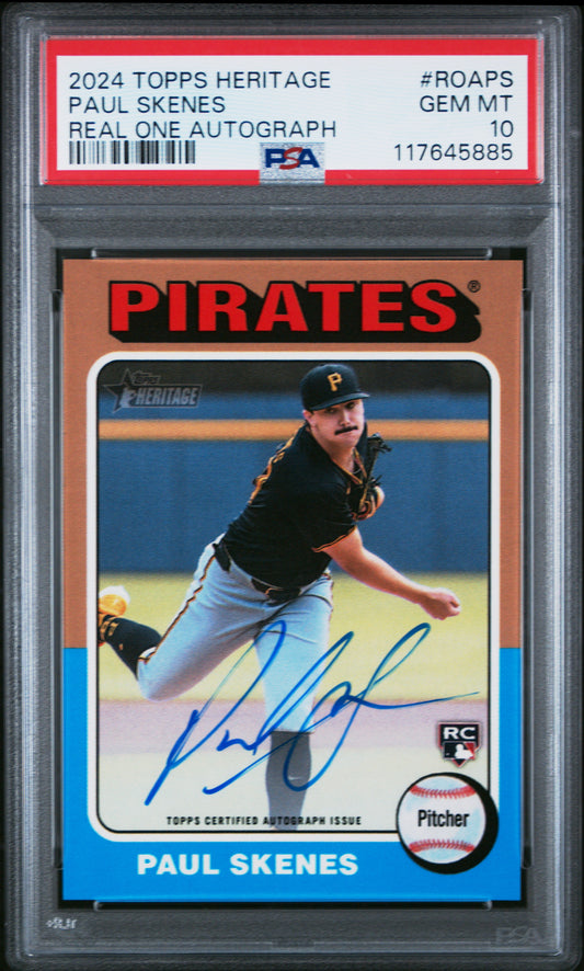 Paul Skenes 2024 Topps Heritage Real One Auto PSA 10 Gem Mint