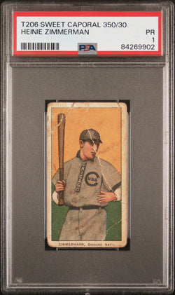 Heinie Zimmerman 1909-11 T206 Sweet Caporal 350/30 PSA 1 Poor