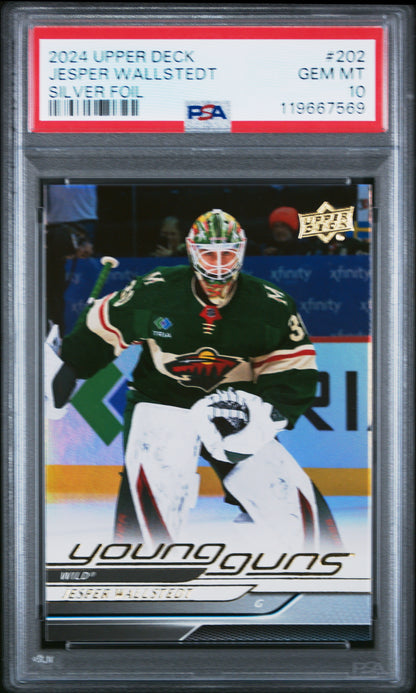 Jesper Wallstedt 2024 Upper Deck Rookie #202 Silver Foil PSA 10 Gem Mint