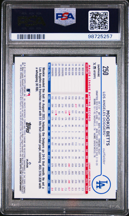 Mookie Betts 2024 Topps Sapphire Gold #250 PSA 10 Gem Mint