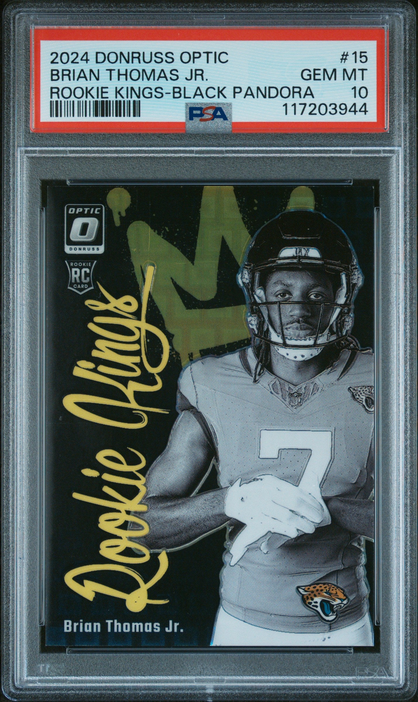 Brian Thomas Jr. 2024 Donruss Optic Rookie Kings Black Pandora #4/25 PSA 10 Gem Mint