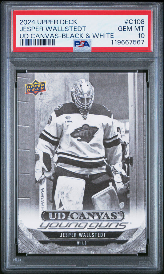 Jesper Wallstedt 2024 Upper Deck Rookie #C108 Black White Canvas PSA 10 Gem Mint 7567